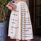 Lettering Midi A-line Skirt