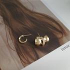 Non-matching Alloy Earring 1 Pair - S925 Silver - Gold - One Size