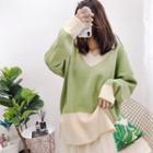 Oversized Color-panel Sweater