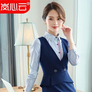 Vest / Dress Pants / Pencil Skirt / Striped Shirt / Set