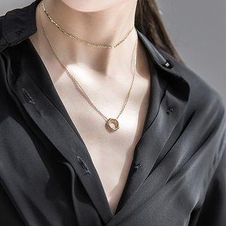 925 Sterling Silver Hoop Layered Necklace