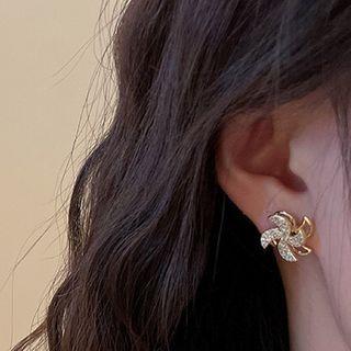 Rotatable Windmill Rhinestone Alloy Earring 1 Pair - Gold - One Size