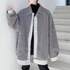 Faux-leather Fleece Oversize Jacket