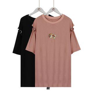 Short-sleeve Printed Ring Detail T-shirt