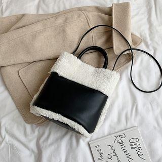 Two-way Furry Paneled Crossbody Bag