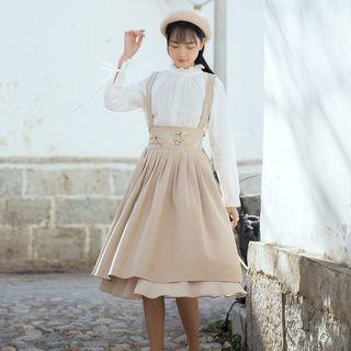 Floral Embroidery Jumper Midi Skirt