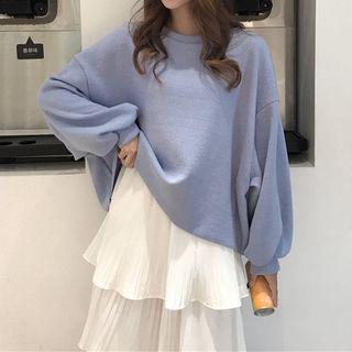 Plain Sweatshirt / Tiered Midi Dress