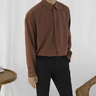 Hidden-button Boxy-fit Dress Shirt