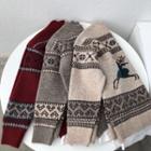 Mock Two-piece Reindeer Sweater