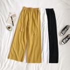 Elastic Waist Distressed Wide-leg Pants