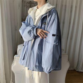 Mock Two-piece Logo Zip-up Jacket