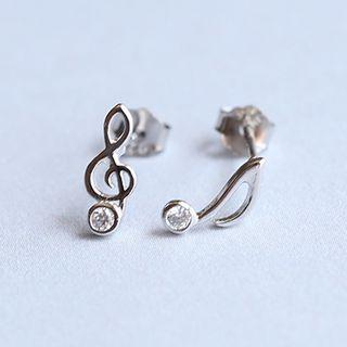 S925 Silver Rhinestone Non-matching Stud Earring
