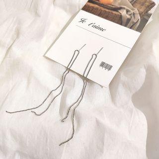 925 Sterling Silver Threader Earring / Fringe Earring 1 Pair - Tassel - One Size