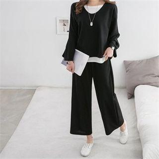 Set: Overlay T-shirt + Wide-leg Pants
