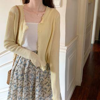 Plain Long-sleeve Sheer Cardigan