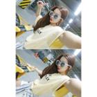 Cutout-shoulder Lettering T-shirt