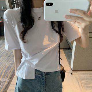 Asymmetric-hem Short-sleeve Top