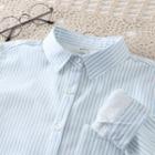 Long-sleeve Striped Fleece-lined Shirt