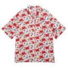Short-sleeve Crab Print Shirt Red - One Size