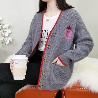Pig Embroidered Cardigan