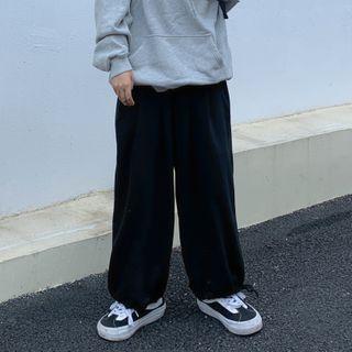 Drawstring-cuff Plain Sweatpants
