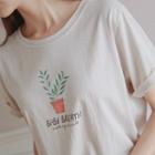 Plant Printed Cotton T-shirt