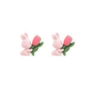 Rabbit & Flower Resin Earring