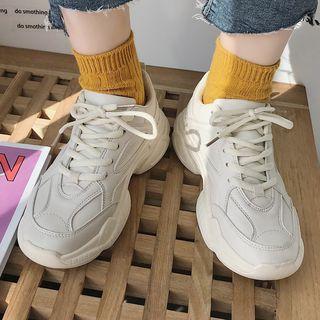 Plain Lace-up Classic Platform Sneakers