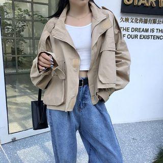 Loose-fit Plain Cropped Jacket