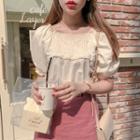 Lace Trim Short-sleeve Top / A-line Skirt