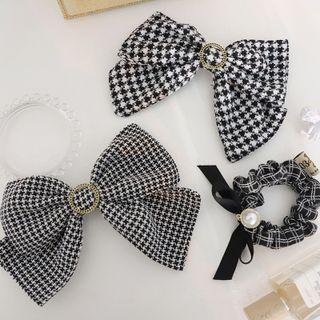 Bow Houndstooth Hair Clip