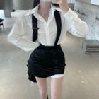 Set: Plain Shirt + Tie + Mini Skirt