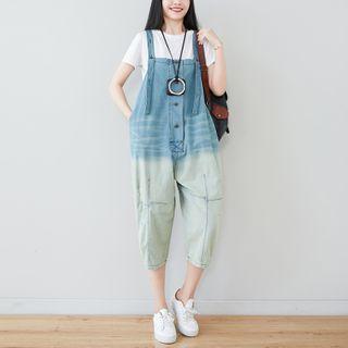 Gradient Denim Jumper Pants Light Blue - One Size