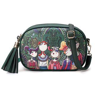Tasseled Printed Shoulder Bag