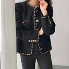 Contrast-trim Wool Blend Tweed Jacket