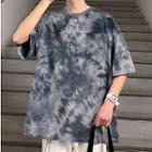 Pattern Print Elbow-sleeve T-shirt