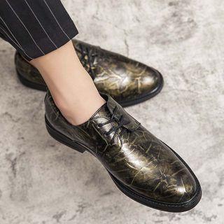 Printed Faux-leather Lace-up Dress Shoes