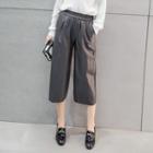 Faux Leather Cropped Wide-leg Pants