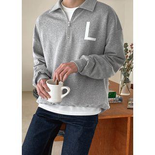Collared Zip-front Boxy Sweatshirt