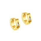 Fashion Simple Plated Gold Geometric Round Cubic Zirconia 316l Stainless Steel Stud Earrings Golden - One Size