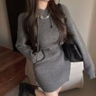 Long-sleeve Knit Hoodie Dress