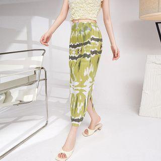 Print Midi Pencil Skirt Green - One Size