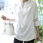 Tie-front Lace-detail Top