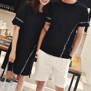 Couple Matching Short-sleeve Lettering Dress / T-shirt