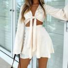 Long-sleeve Crop Top / Mini Skirt