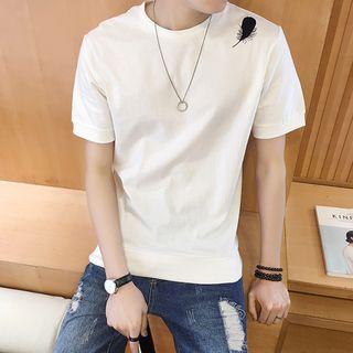 Embroidered Feather Short-sleeve T-shirt