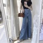 Washed High-waist Boot-cut Jeans