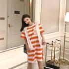 Mock Two-piece Striped Short-sleeve T-shirt Dress