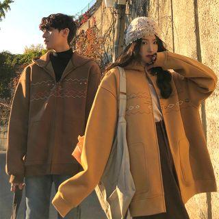 Pattern Loose-fit Hooded Jacket