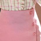 Buttoned Mini Wrap Skirt